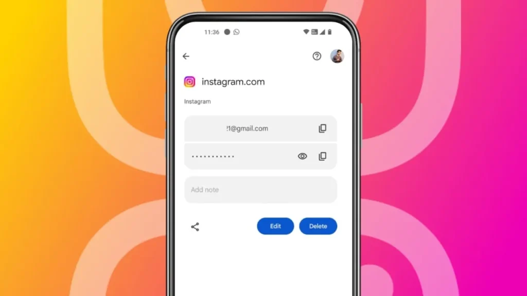 Show Instagram Password on Android